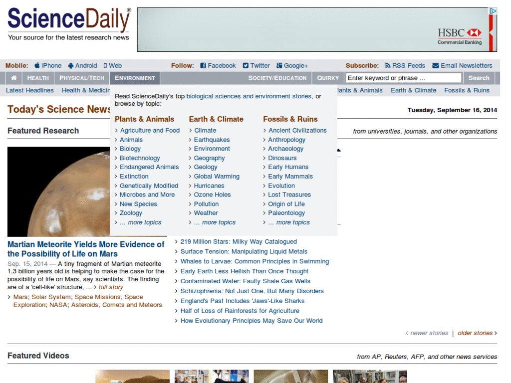 Science Daily non-fugly and readable articles