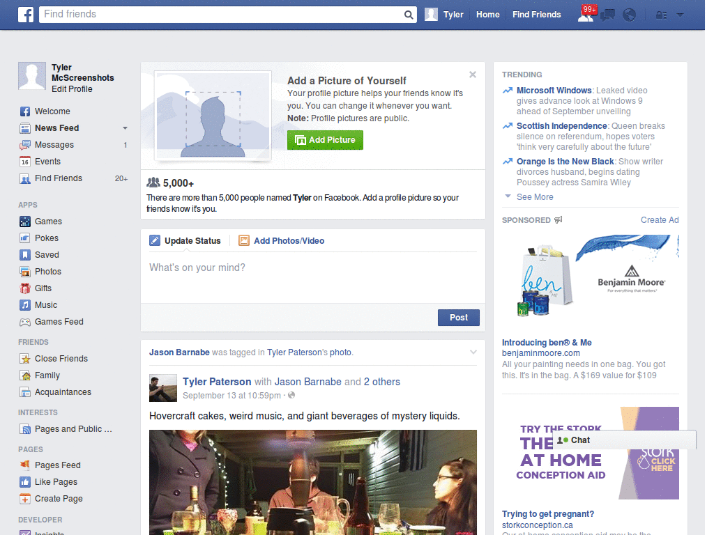 Facebook - Fixed Positioning