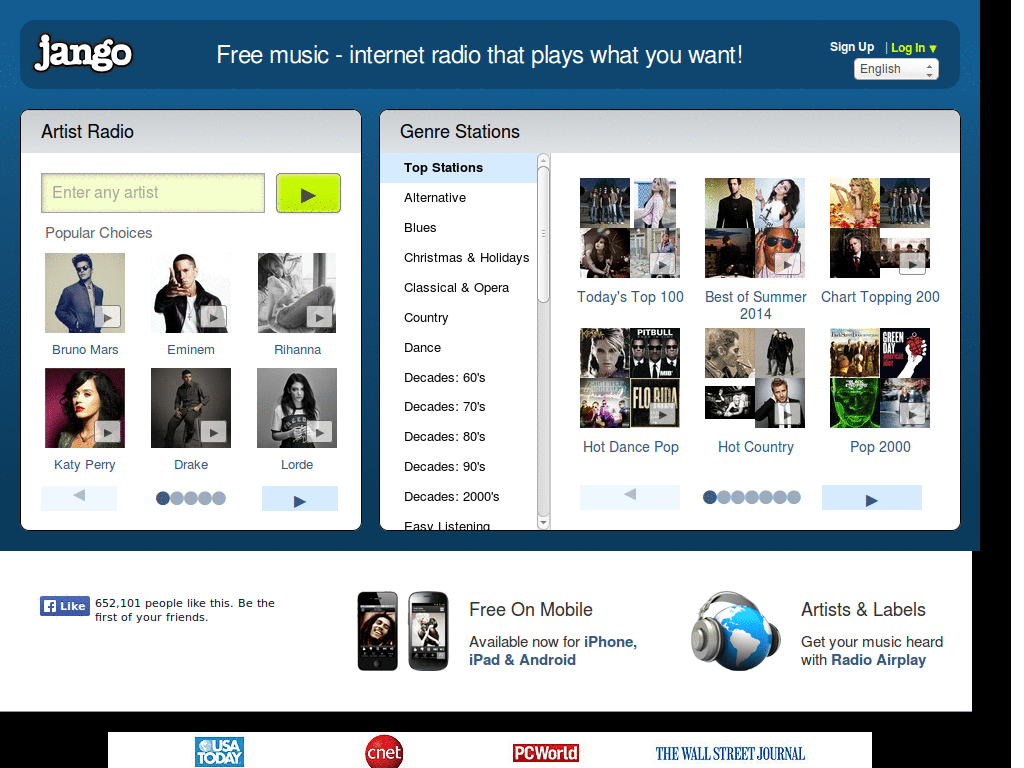 Jango.com Sidebar Page