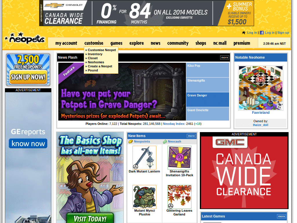 Neopets Table : Small Border
