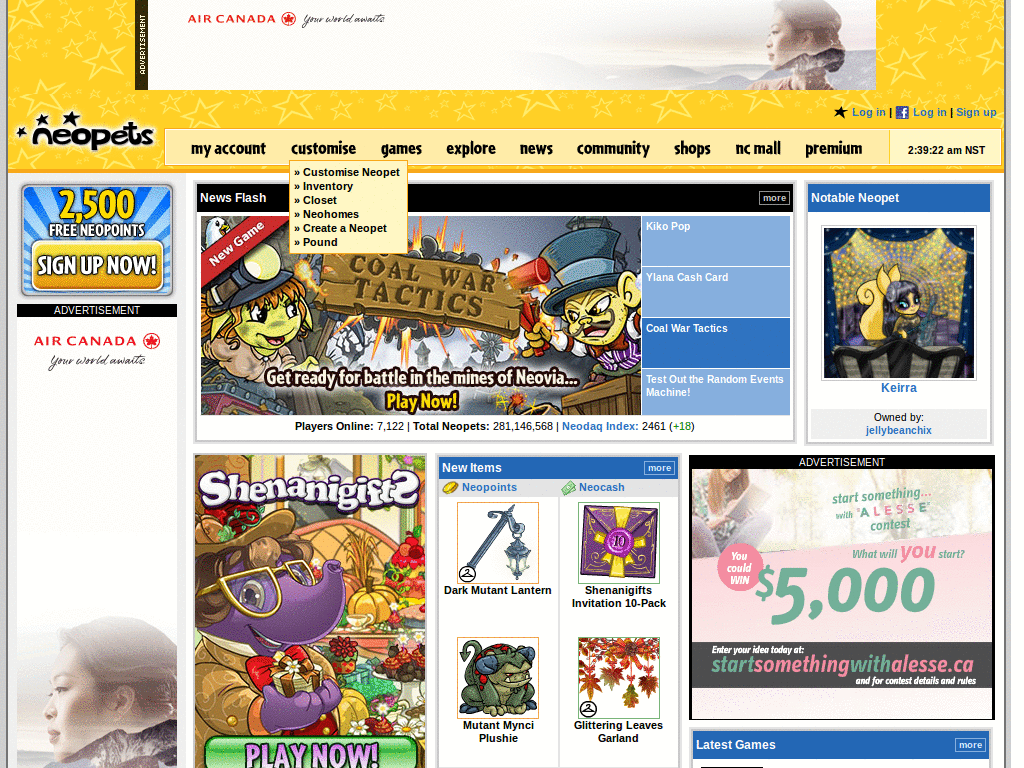 Neopets Table : Small Borders