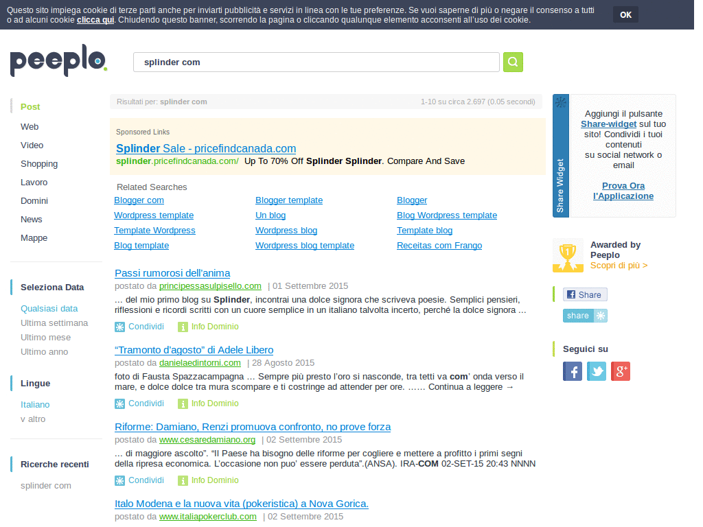 Splinder blog cleaner