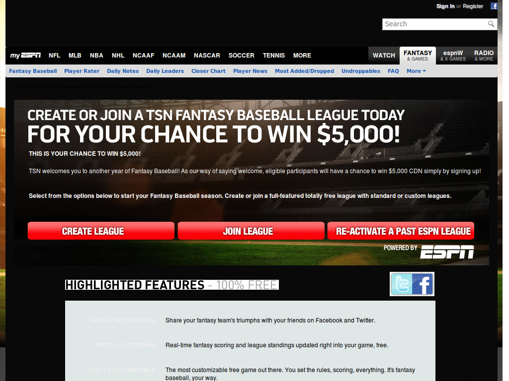 ESPN Fantasy Baseball Redesign - Grey