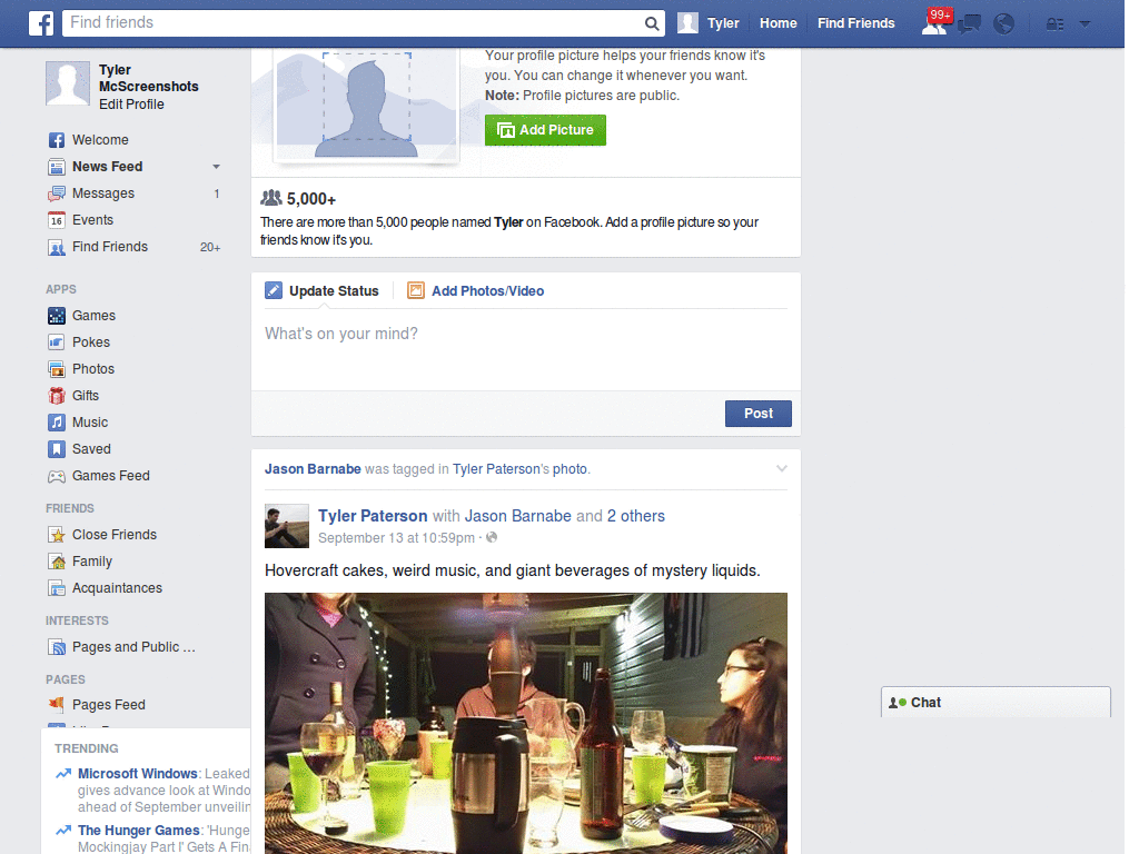 Facebook - One column with all details. [2010]