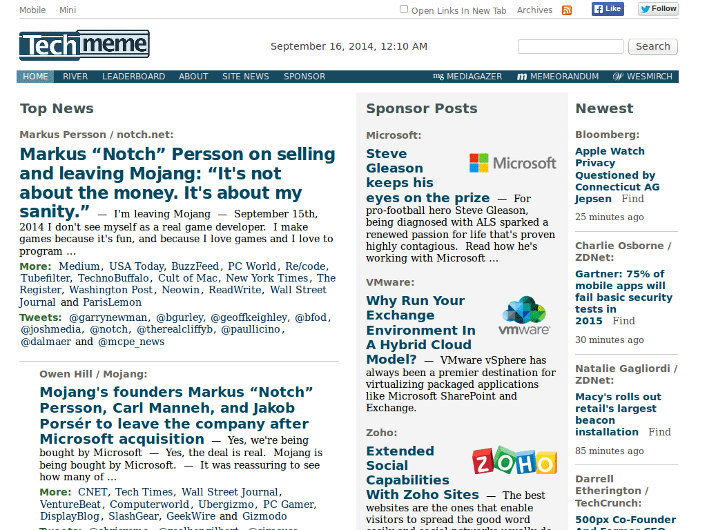 Techmeme In Calibri font