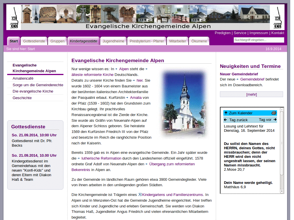 Evangelische-Kirchengemeinde-Alpen.de - Redesign
