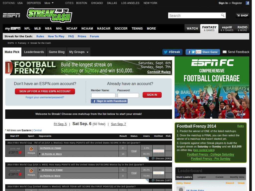 ESPN Streak for the Cash - Dark