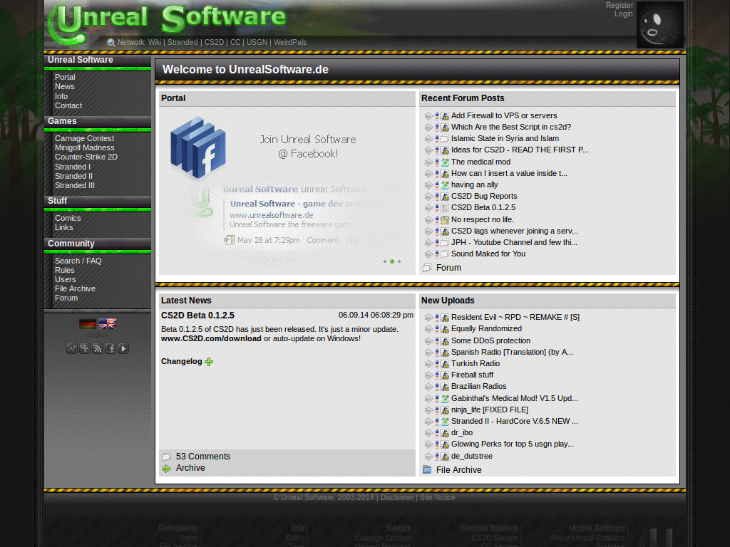 Unreal Software nav and heading bars changed