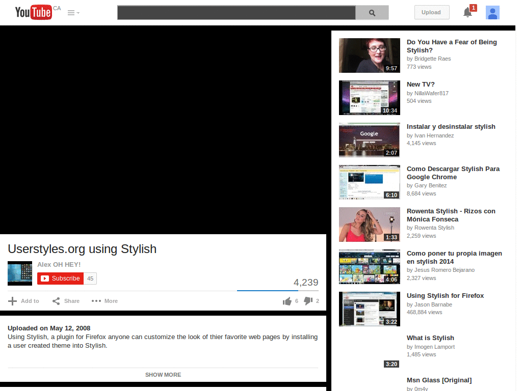 Youtube in Black and Grey 2.0 (August 2012)