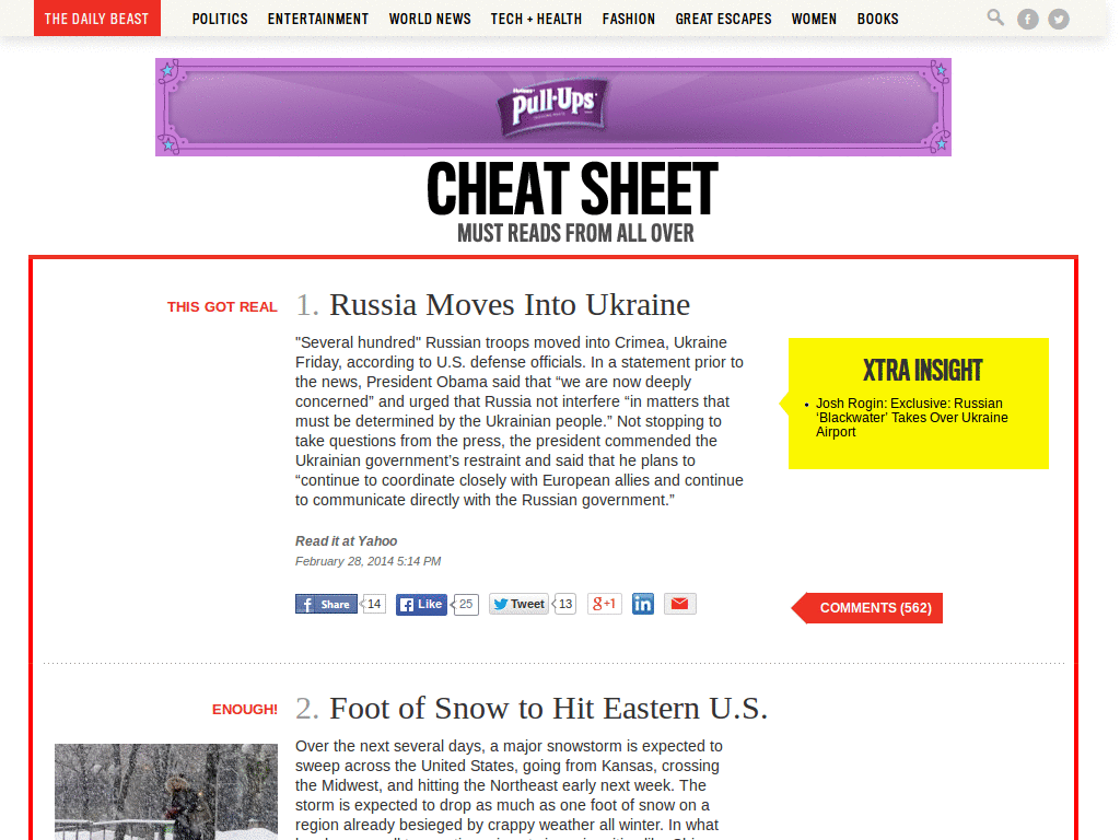 Daily Beast Cheat Sheet - As Plain as Possible