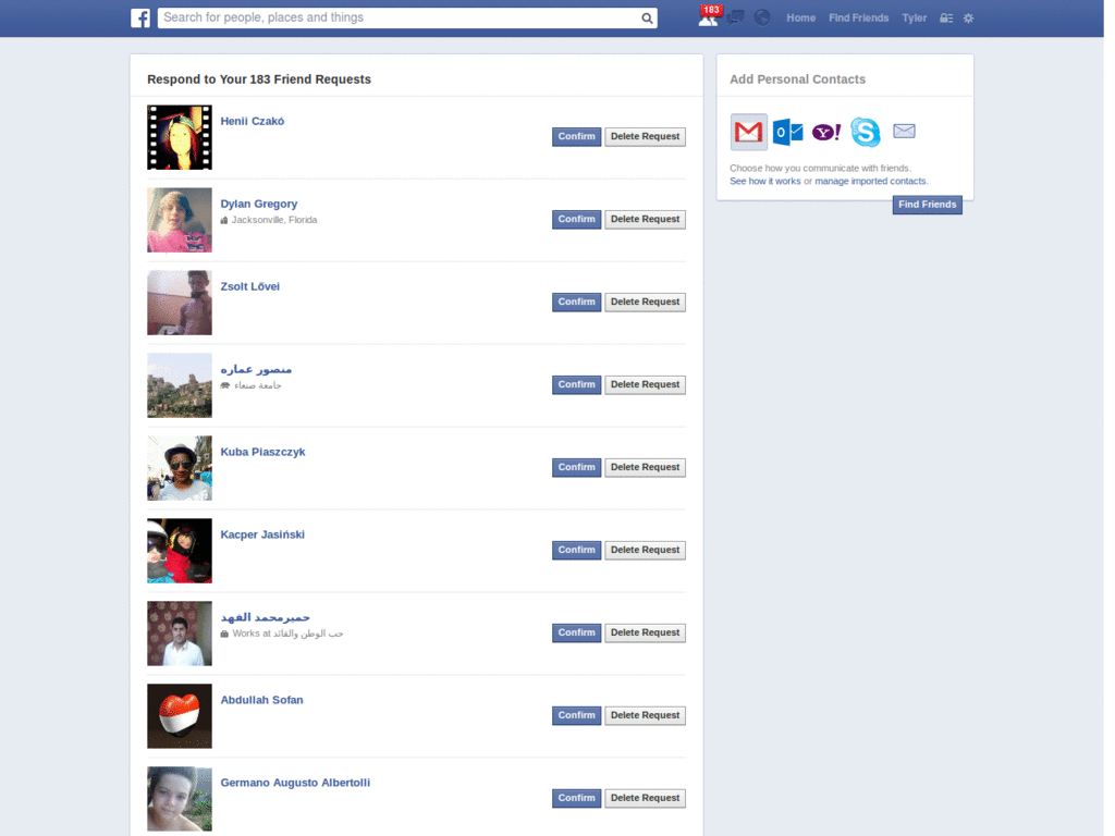 Facebook - Find Friends - Just Suggestions