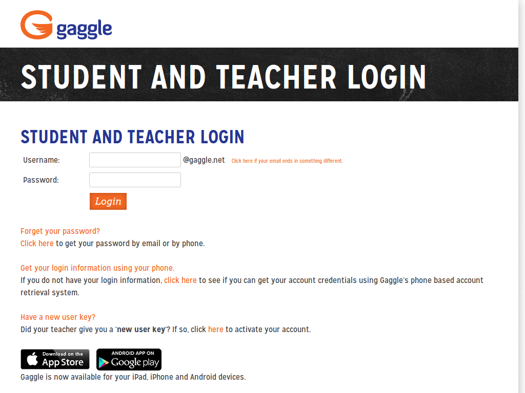 Gaggle Simplified Home Page