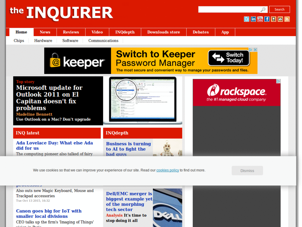 TheInquirer.net - adblocked and blue color scheme
