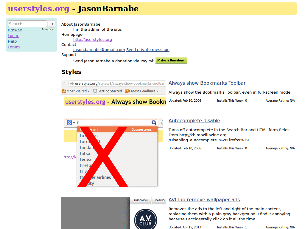 Userstyles.org - my installed