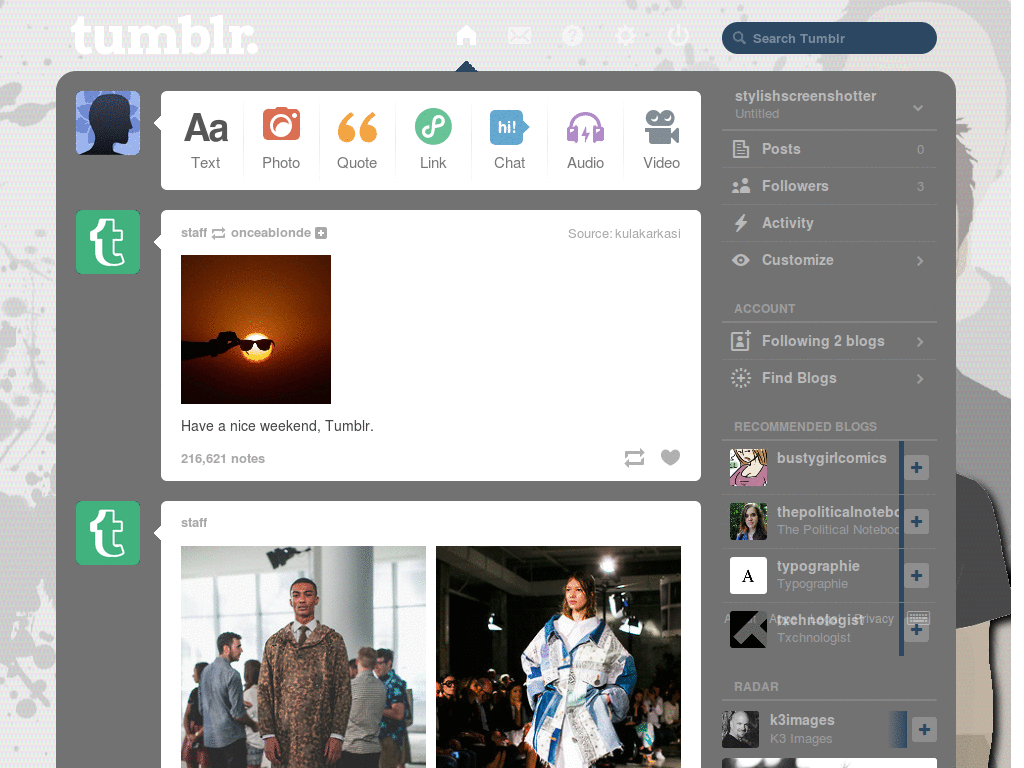 Tumblr Dashboard Background - Vector Man