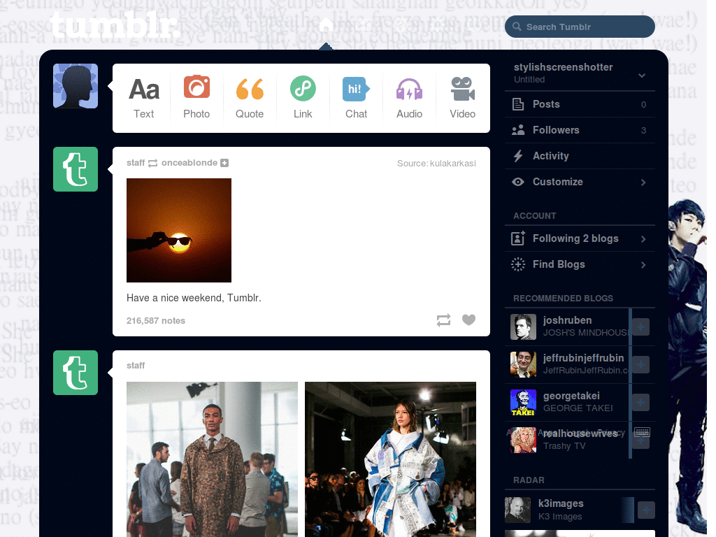 Tumblr Dashboard Background - BEAST/B2ST