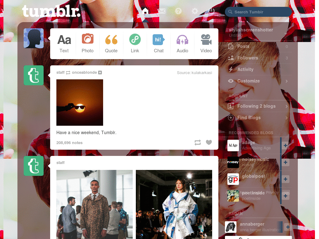 JUSTIN BIEBER TUMBLR DASHBOARD