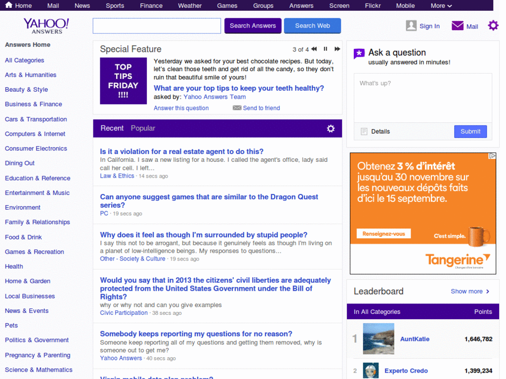 Yahoo! Answers - Sponsored Question Remover