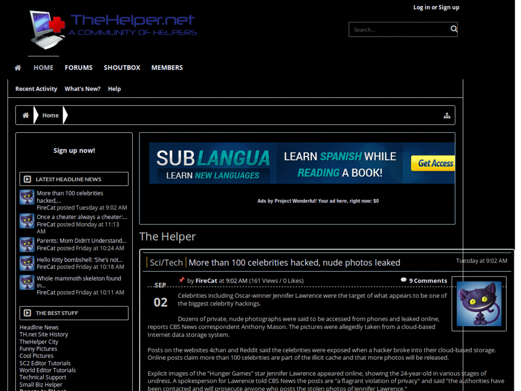 TheHelper.net dark