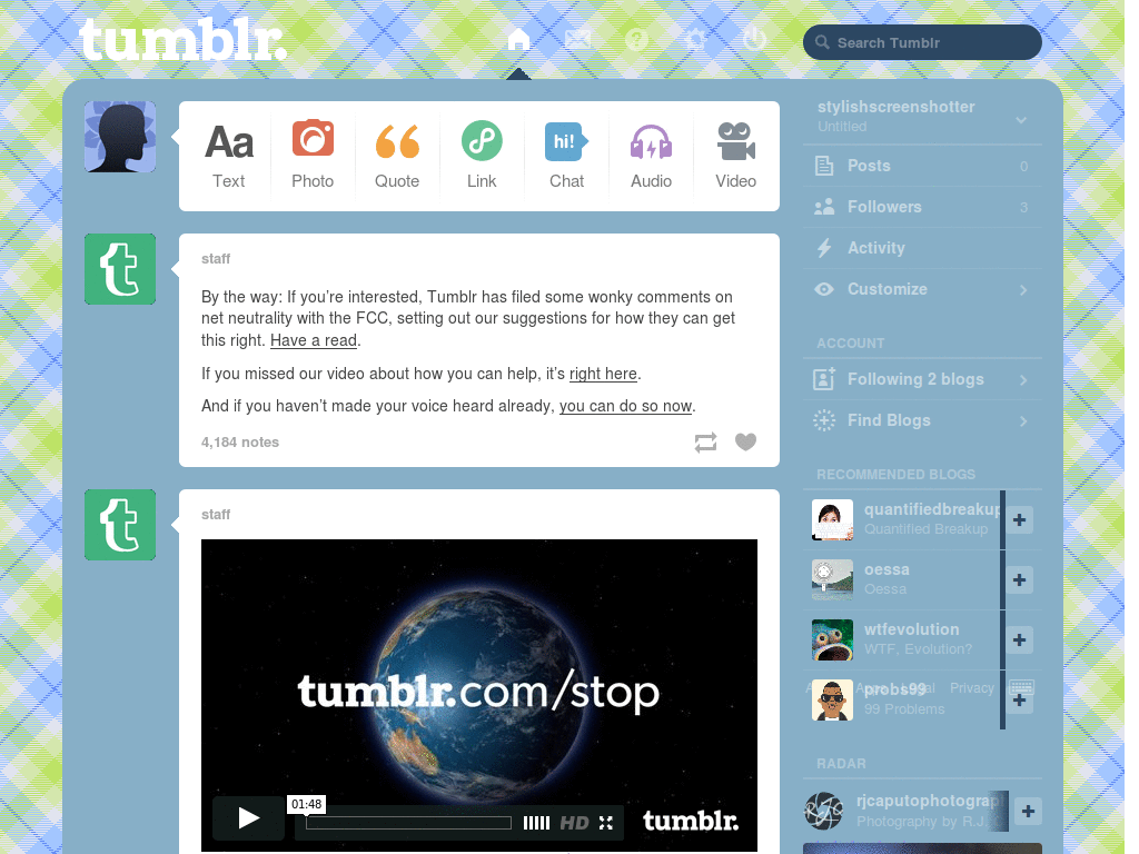 Green and Blue Plaid -- Tumblr