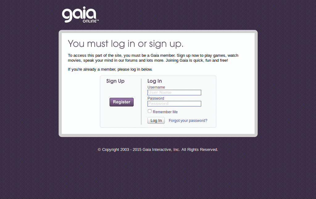 A redone version of the My Gaia page.