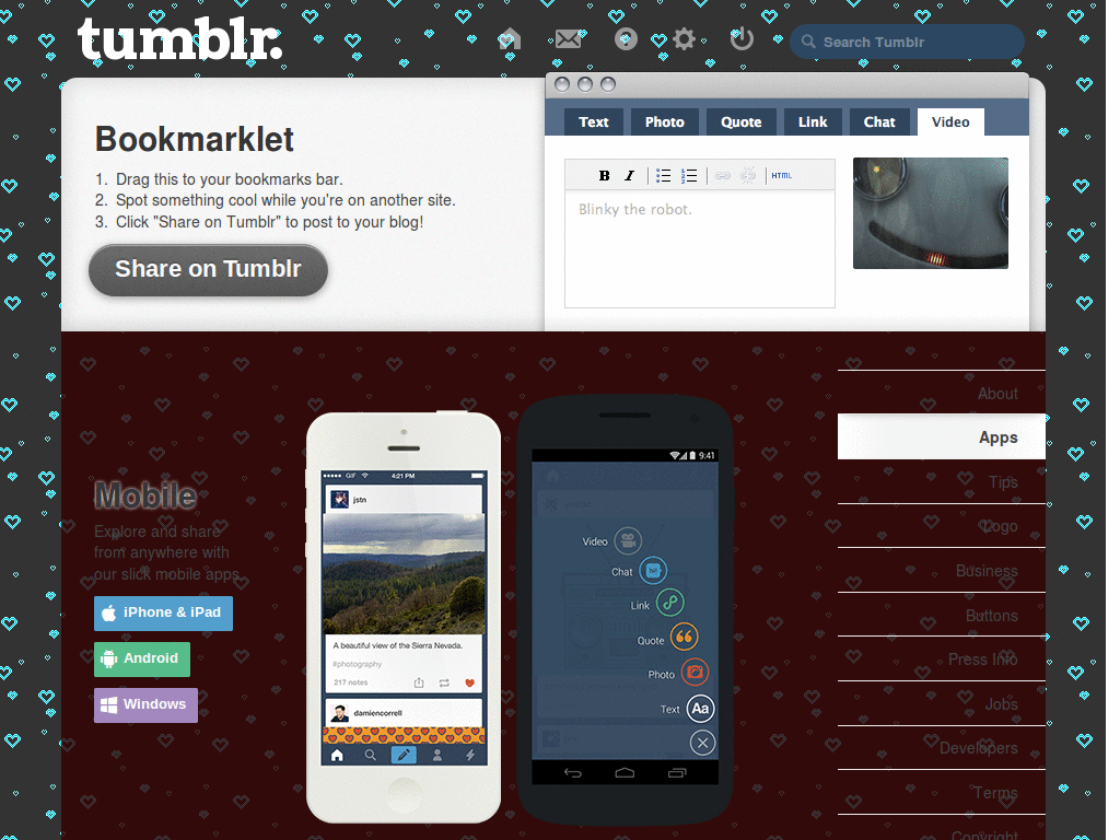 blue hearts tumblr skins