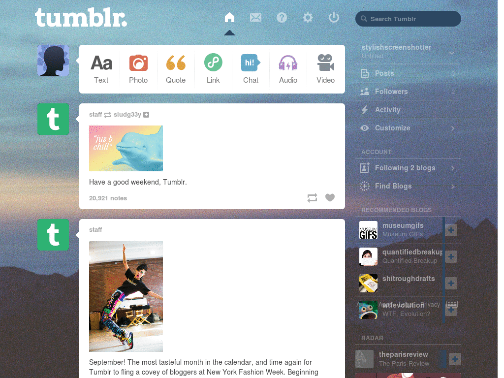 tumblr dashboard - sunset mountain