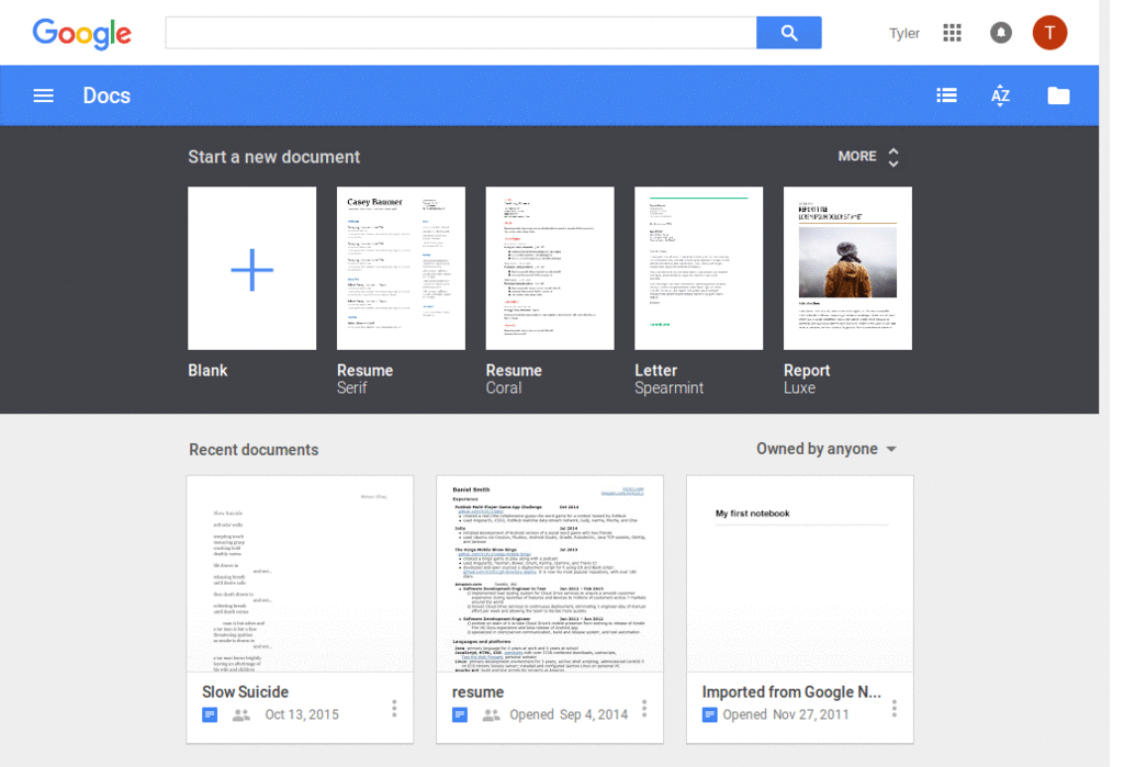 Google Docs - Row Highlight