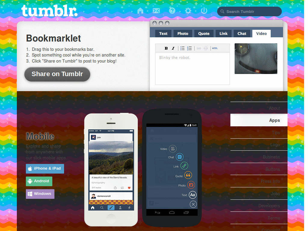 rainbow waves tumblr skin