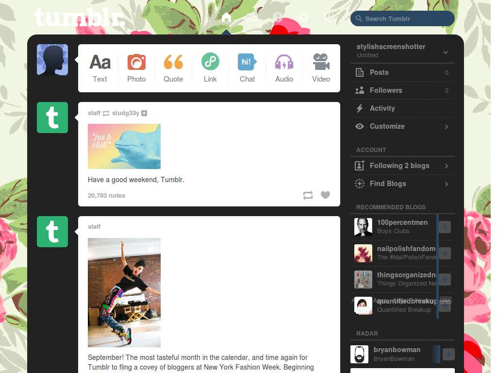 Flowers / Dark Grey Dash