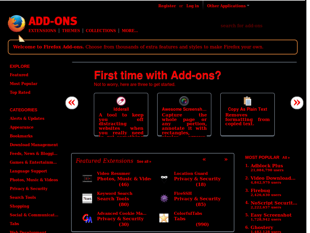 A red version of Mozilla Adoons