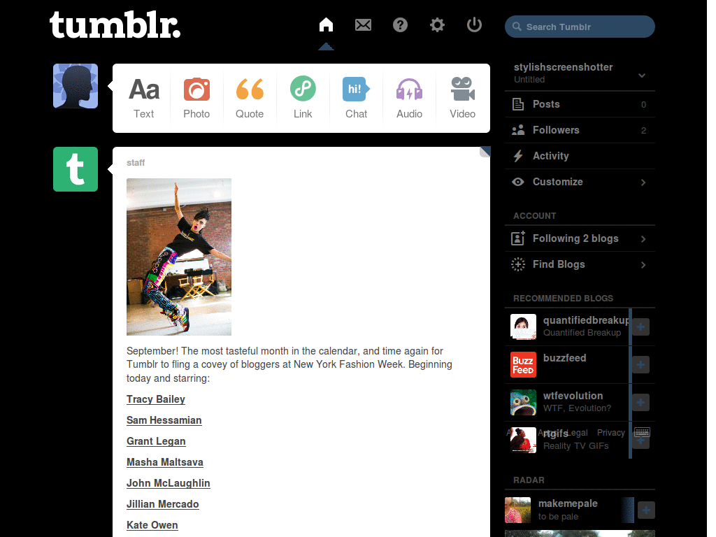 Completely Black Tumblr