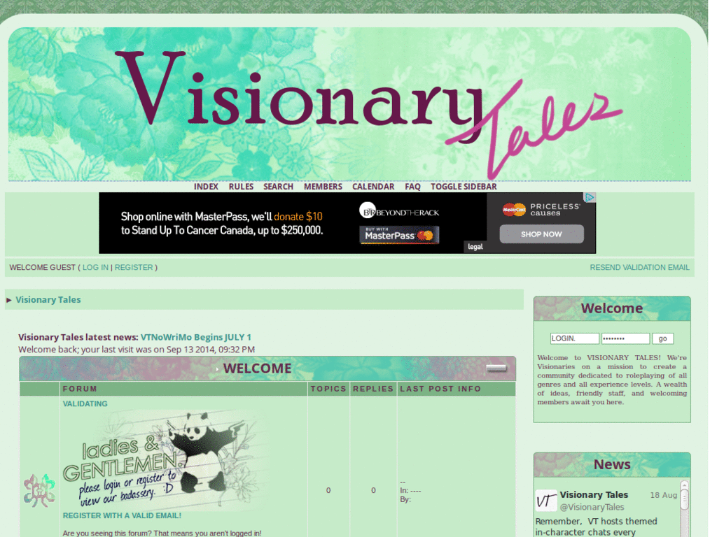 Larger font on Visionary Tales