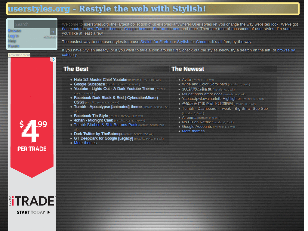 Userstyles.org - Dark Shiny Grey, transparency