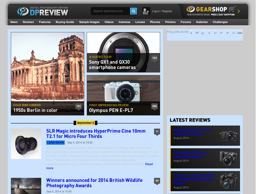 DPReview.com (new 2010 design in grey)