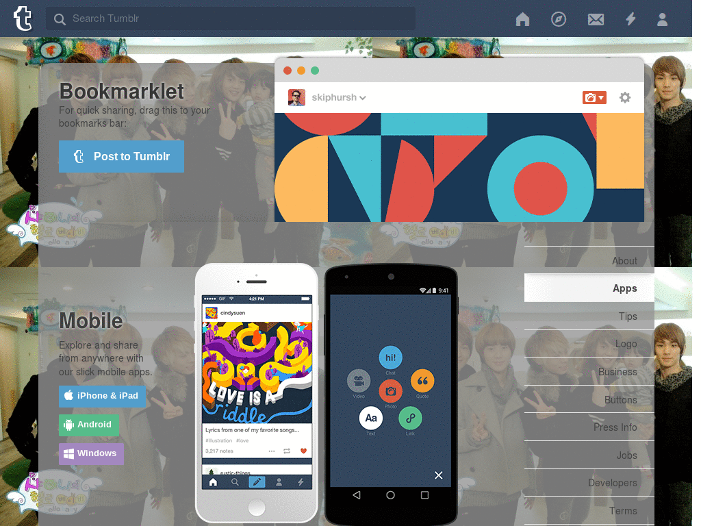 SHINee HelloBaby! Tumblr dash theme