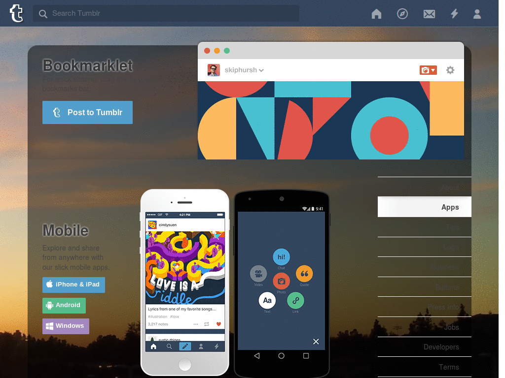 Tumblr dashboard sunsett