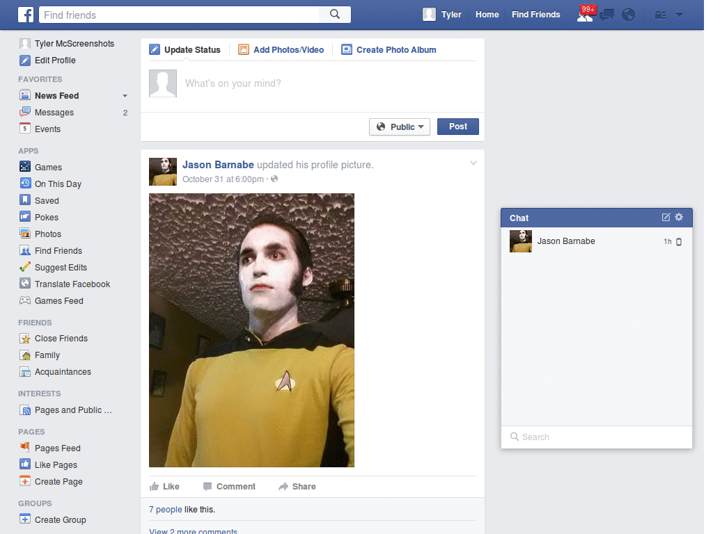 Facebook remove right column