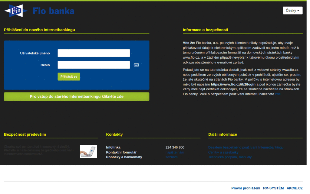 Dark theme for FIO internetbanking