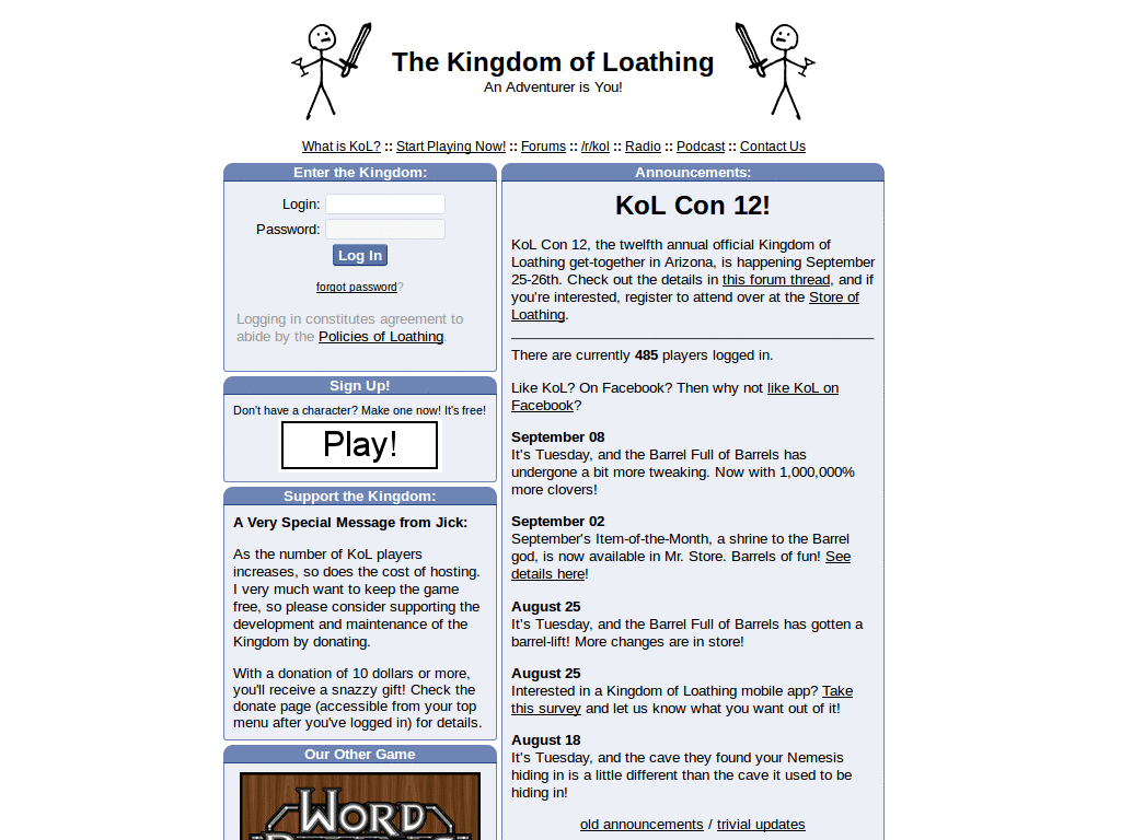 KoL - Facebook color scheme