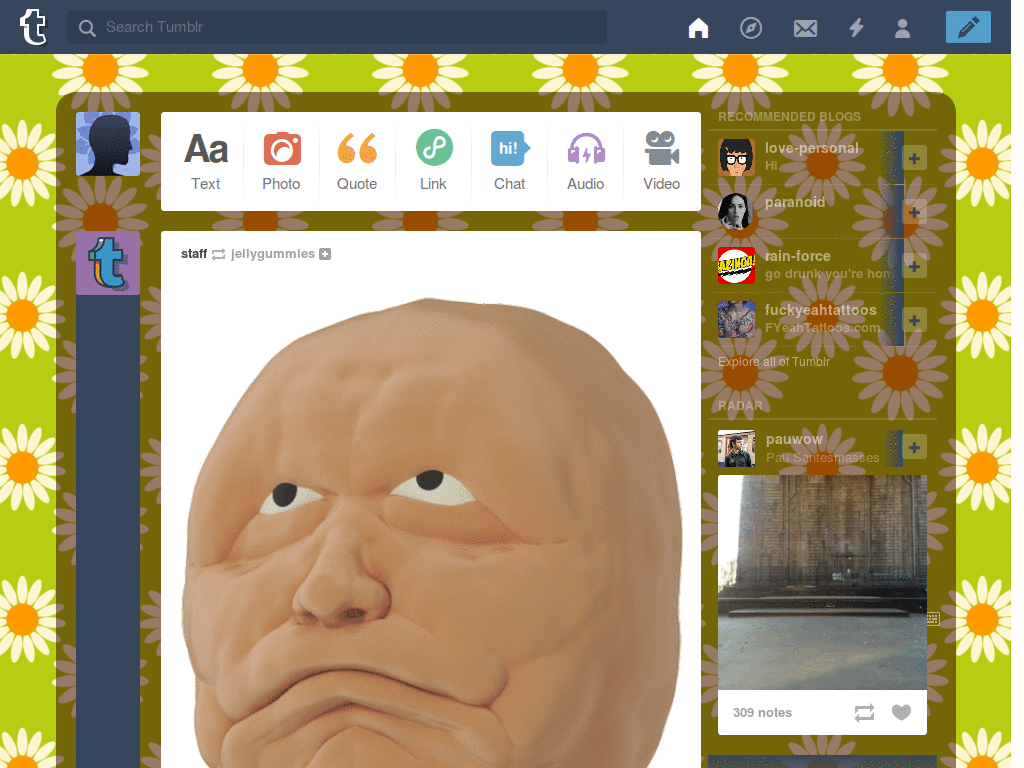 tumblr dashboard theme - daisy