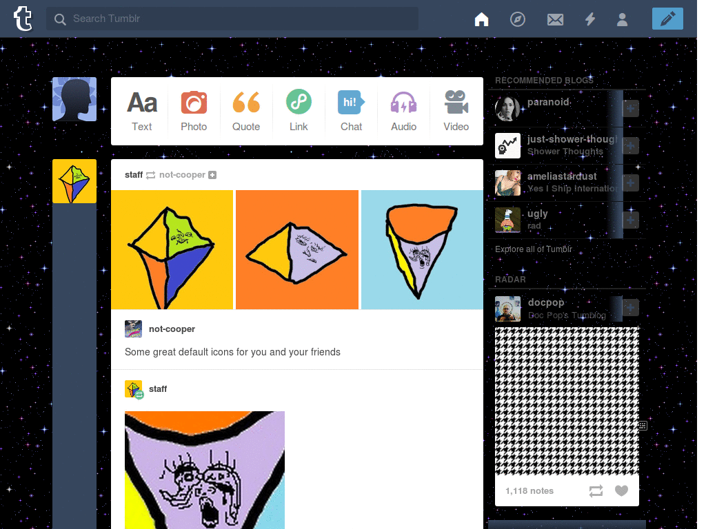 tumblr dashboard theme - gif night sky