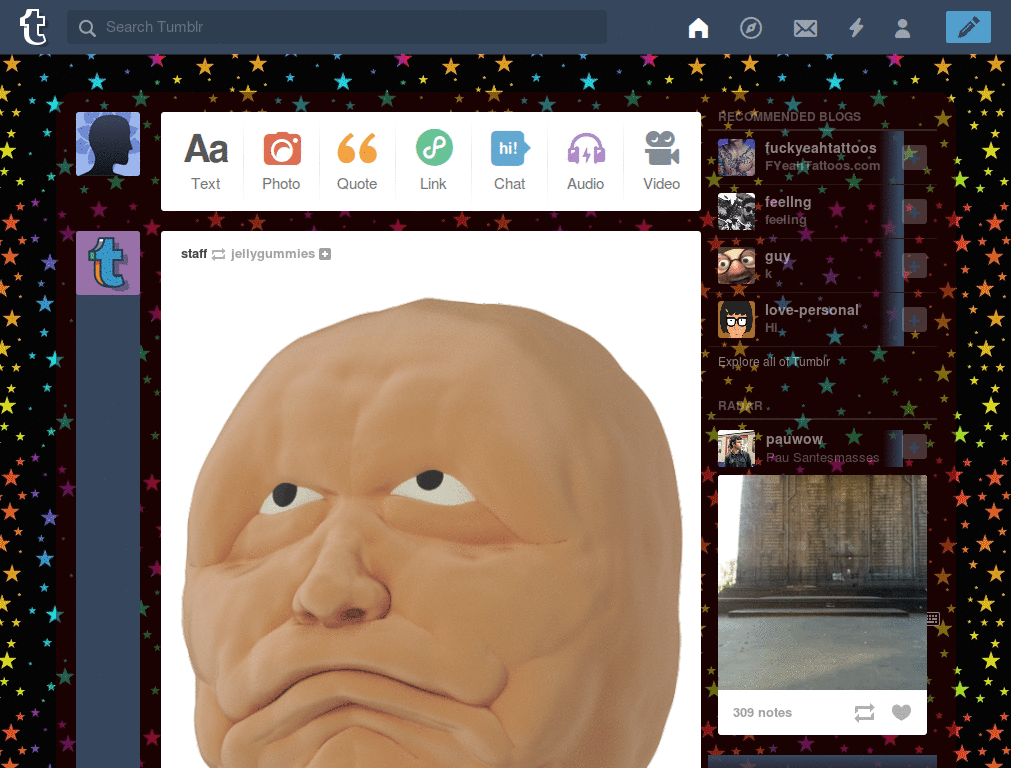 tumblr dashboard theme- gif rainbow stars