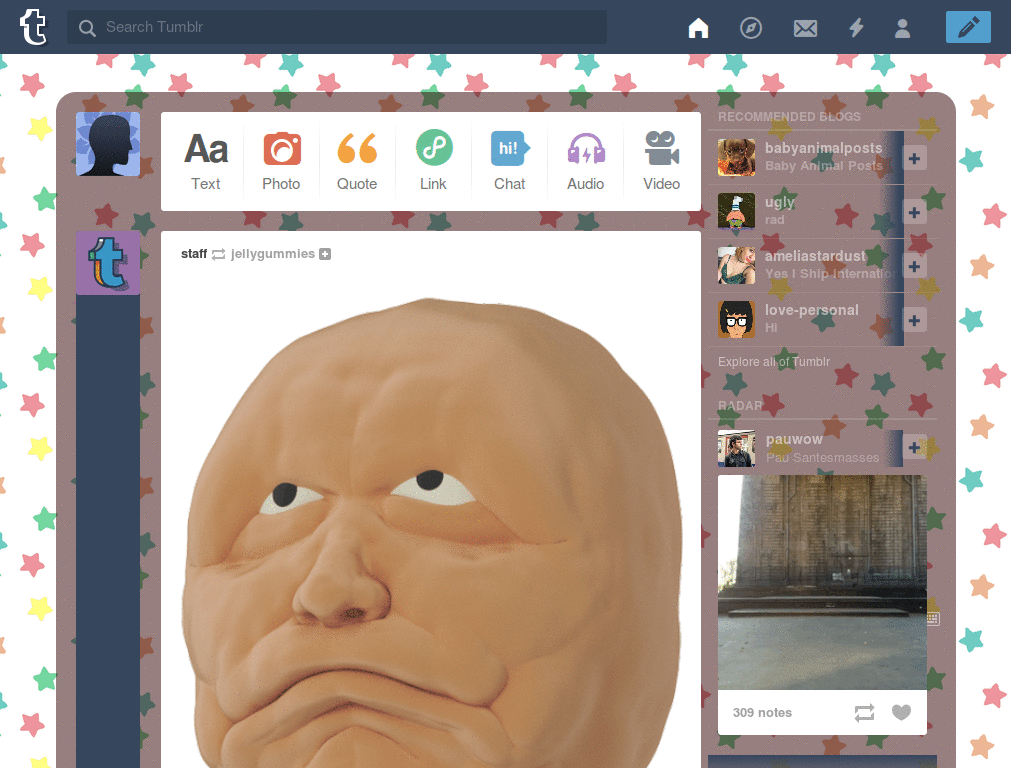 tumblr dashboard theme - colourful stars