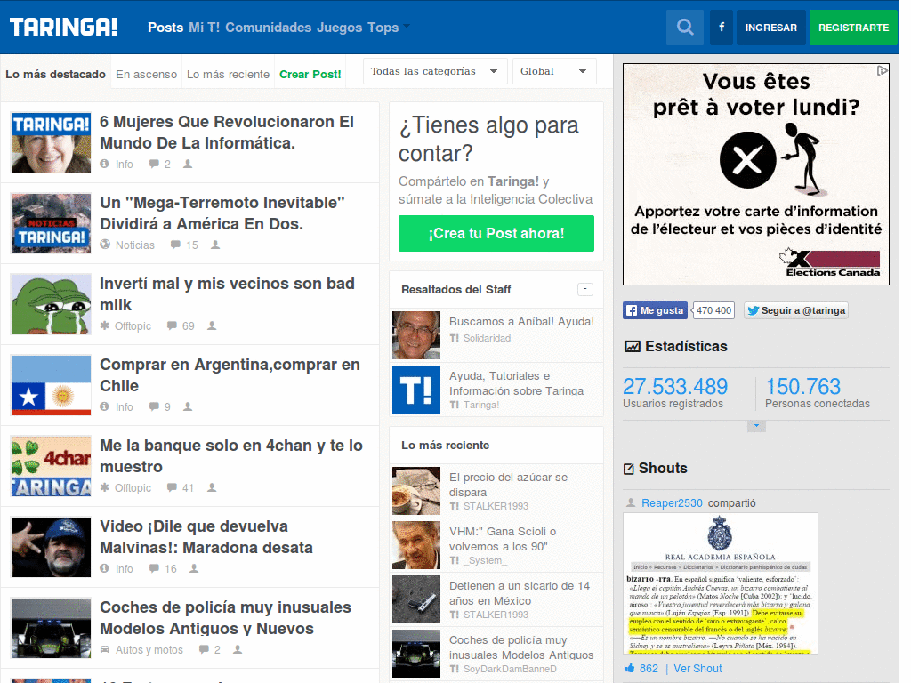 Taringa, sin publicidad y un toque de rediseño