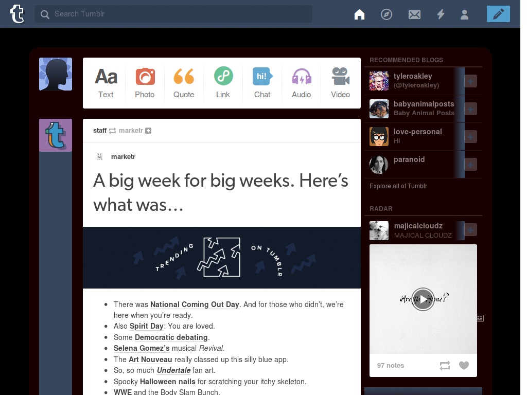 tumblr dashboard theme -dark green nebula