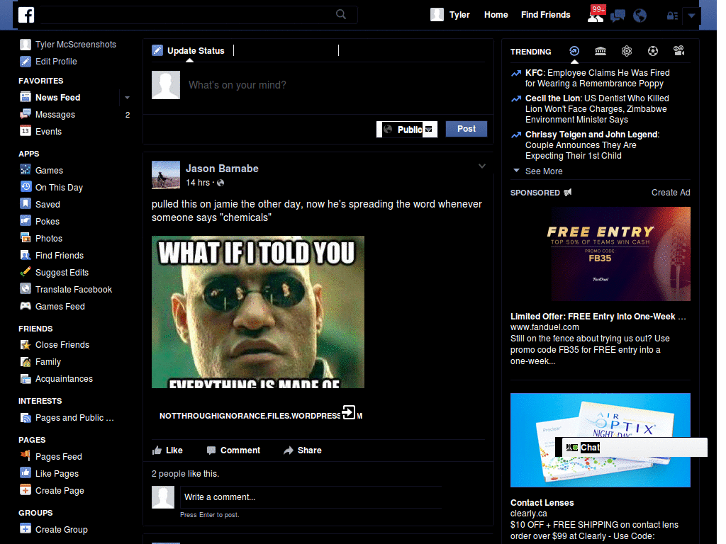 Facebook - dark and simple