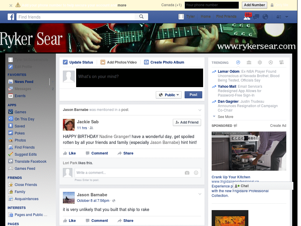 Facebook Background for Ryker Sear Band Profile
