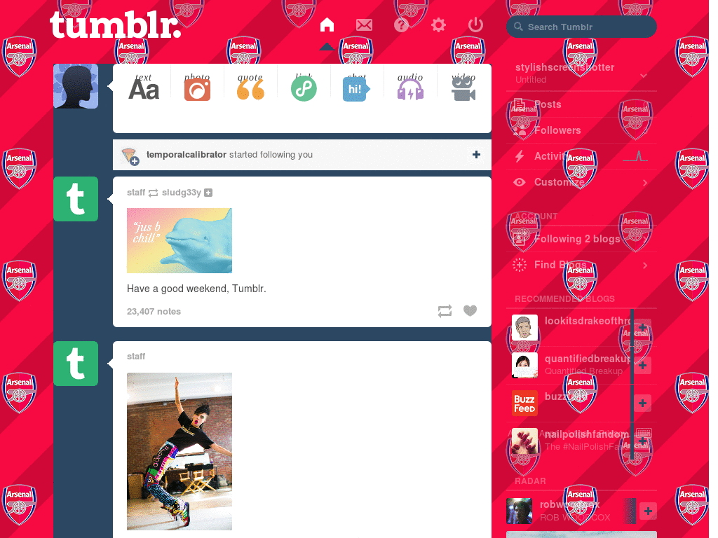 Arsenal Tumblr theme