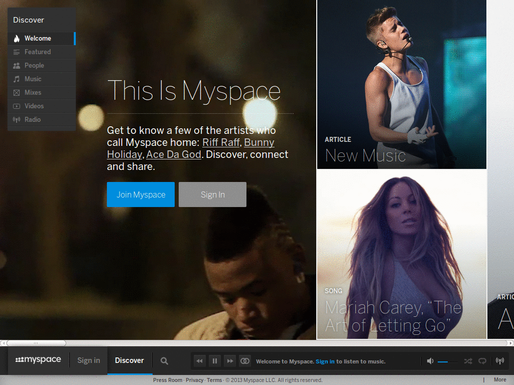 MySpace Home Page Dark - 10/25/10